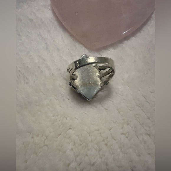 Vintage Navaho Snake Eyes Sterling Native Turquoise Ring - Picture 4 of 7